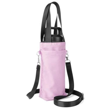 Imagem de Linkidea Bolsa com alça para suporte de garrafa de água compatível com garrafa YETI Rambler de 737 g, Owala FreeSip 680 g/947 ml, Hydro Flask, bolsa tiracolo térmica leve para viagem, rosa
