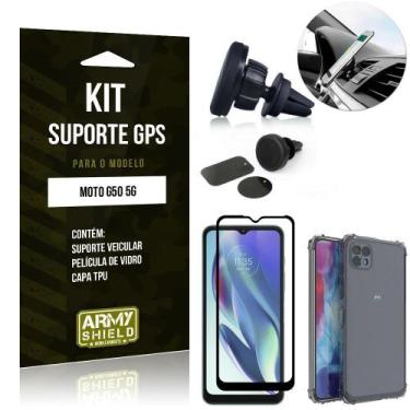 Imagem de Kit Moto G50 5G Suporte Veicular Magnético + Capa Anti Impacto + Pelíc