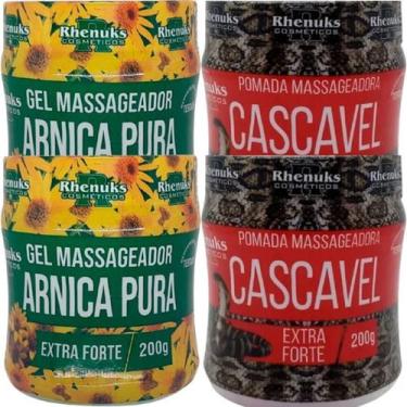 Imagem de Kit 2 Gel Massageador Arnica Pura 200G + 2 Pomada Cascavel - Rhenuks, 