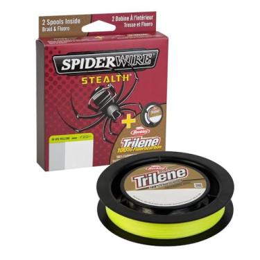 Imagem de SpiderWire Linha de pesca Stealth Trançada e Berkley Trilene 100% Fluorocarbono Líder de pesca Dual Carretéis