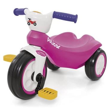 Imagem de Carrinho Infantil 2 em 1 Pedal e Andador Policiclo Poliplac, Rosa