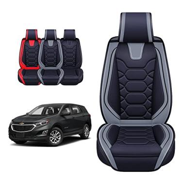 Imagem de OASIS AUTO Capas de assento de couro personalizadas compatíveis com Chevy Equinox 2010-2023 (conjunto completo, cinza)