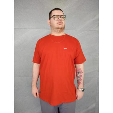 Imagem de Camiseta Masculina Plus Size Lisa Laranja 100% Algodão - Warden, Laran