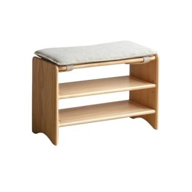 Imagem de Sapateira, banco de entrada com rack de armazenamento para sapatos com assento almofadado, bancos de armazenamento rústicos para entrada, sala de estar, quarto, corredor, móveis de madeira, banco de