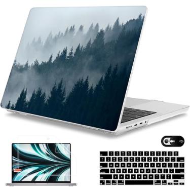 Imagem de Mektron Capa para MacBook Pro 16 polegadas M3 A2991 M2 A2780 M1 A2485 (2021/2022/2023) Pro/Max Chips com Touch ID, capa de plástico rígido para laptop, protetor de tela, Misty Forest C132