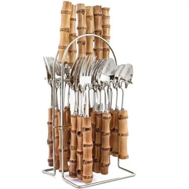 Imagem de Conjunto Talheres Bambu 24 Pçs com Suporte N2446437 - Quanhe