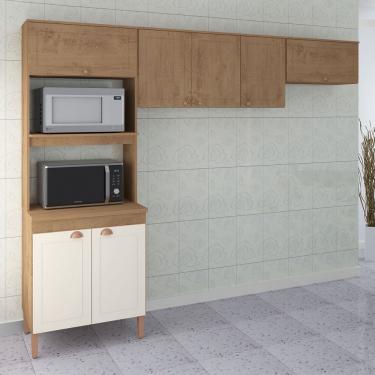 Imagem de Cozinha Compacta Viena 7 Portas 2 Prateleiras Canelato Rustico/Off White -