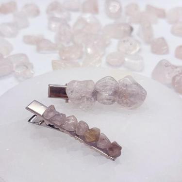 Imagem de Kit 2 Presilhas de cabelo com Pedras Naturais Piranhas de Cabelo 5,5cm