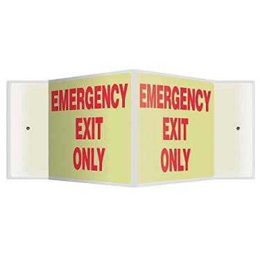 Imagem de ACCUFORM Placa de projeção 90D SIGNS PSP435, legenda "Emergency EXIT ONLY", painel de 20 x 30 cm, plástico Lumi-Glow de alto impacto de 0,25 cm de espessura, orifícios de montagem pré-perfurados,