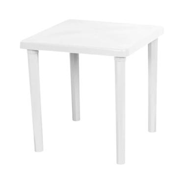 Imagem de Mesa Plástica Quadrada Desmontável 70x70x72 cm Branca, para Uso Interno e Externo