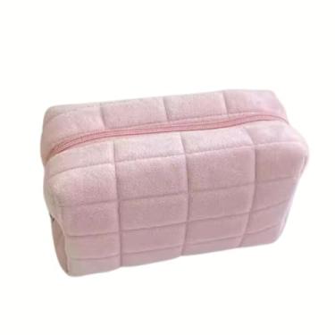Imagem de Necessaire Feminina de Veludo – Bolsa Organizadora de Maquiagem com Zíper – 4 Cores (ROSA)