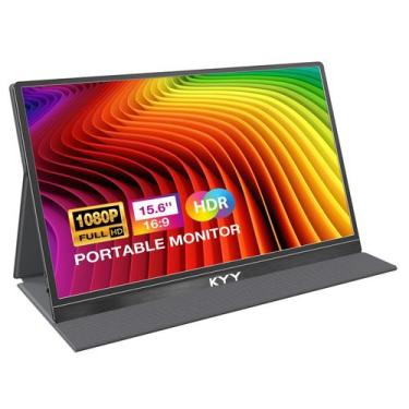 Imagem de Monitor portátil KYY 15,6" FHD 1080P USB C HDMI com capa inteligente