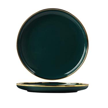 Imagem de URGDWEKJY Bandeja de jantar, tigela de ramen de cerâmica, prato de jantar, bolo de sushi, adequado para casa, cozinha, restaurante, prato de jantar verde (verde, grande)