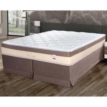 Imagem de Cama Box King Cristalflex New Confort 193x203x65cm Molas Ensacadas Branco Marrom