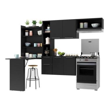 Imagem de Cozinha Compacta Multimóveis Sofia Fg2007Mesa Dobrável Preta - MULTIMO