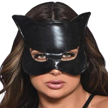 Imagem de Máscara Mulher Gato Preta Unissex – Fantasia Sensual Estilo Gatinha, Máscara Fetichista em Material Resistente e Confortável para Jogos Eróticos e Cosplay