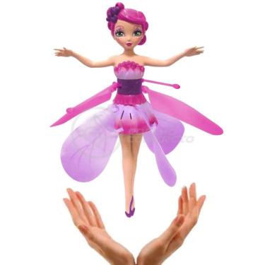 Imagem de Boneco Princesa Aerocraft Fada Voadora Rosa 19Cm C/ Luz
