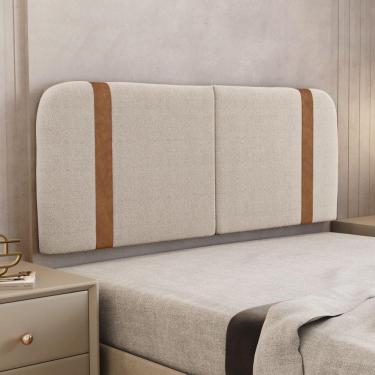 Imagem de Cabeceira Painel Orgânico Cama Box Queen Size Flay 160cm Dobrável Bouclé Bege - Desk Design