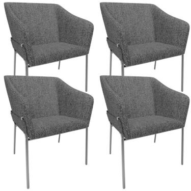Imagem de Kit 4 Cadeiras Para Sala De Jantar Estar Living Olívia L02 Linho - Lyam Decor