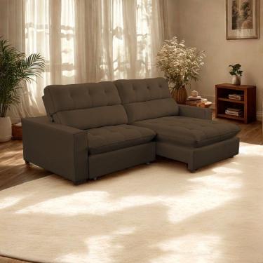 Imagem de Sofá 2 Lugares 2,30m Retrátil Reclinável Veludo Andreia Lansofbr Cores Preto