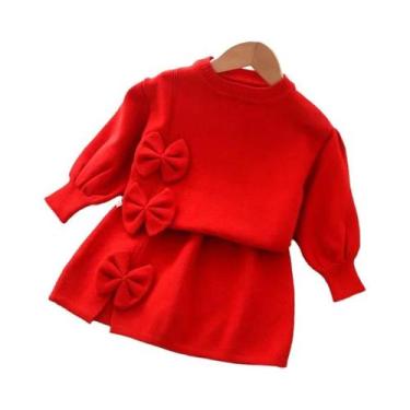 Imagem de Conjunto De Suéter E Saia De Manga Longa Para Meninas, Roupas Escolare