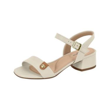 Imagem de Sandália Modare Feminina Salto Bloco Baixo Tira Larga, 37, Off white