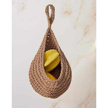 Imagem de Cesta de parede de corda de algodão tecida à mão – Organizador de armazenamento montado na parede para frutas, legumes, cozinha e banheiro