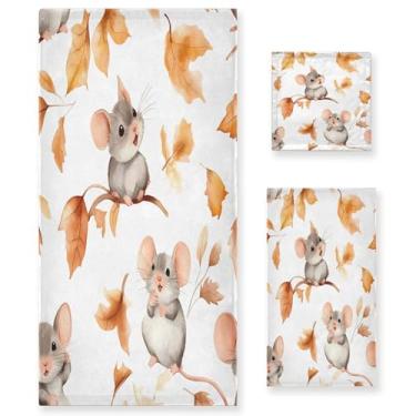 Imagem de xigua Conjunto de toalhas de banheiro de mouse aquarela absorvente macio 3 peças toalha de banho toalha de mão toalhas decorativas para banheiro, academia, hotel, praia, piscina