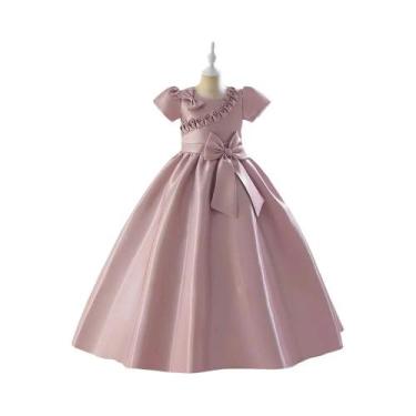 Imagem de Vestido De Festa Infantil Com Manga Curta E Laço Para Aniversário, Cas