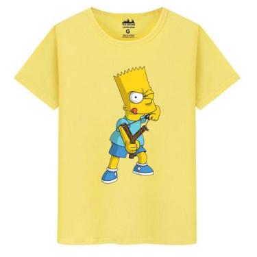 Imagem de Camiseta Masculina Algodão Premium Bart Simpsons Desenho Estilingue - 