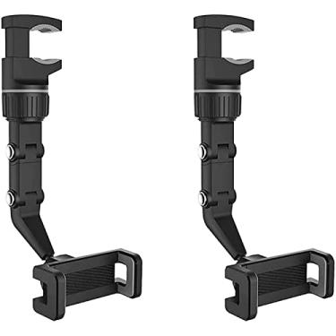 Imagem de Suporte de telefone de espelho retrovisor, suporte universal de telefone de carro giratório de 360 graus para telefone e GPS, para celulares de 50 mm-100 mm de largura, cinza, 2 peças