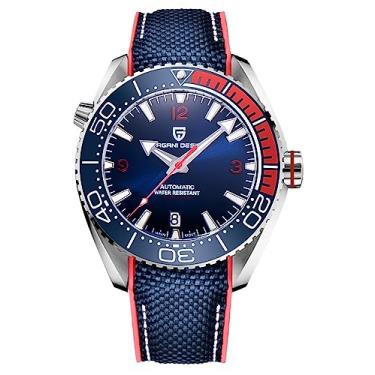 Imagem de Relógio de pulso masculino Pagani Design automático mecânico de aço inoxidável esportivo movimento NH35, vidro de safira, pulseira de borracha de nylon, relógio elegante de marca para