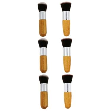 Imagem de FOMIYES 6 Peças kit de pinceis pincéis de maquiagens Kit de pincéis Acabamento de maquiagem natural Escova portátil cabeça redonda pincel de maquiagem cabo de bambu pincel de pó De madeira
