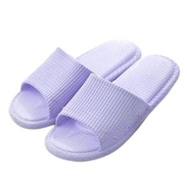 Imagem de Chinelos de banheiro, sandálias de banho unissex à prova de deslizamento, chinelos de banho macios e silenciosos para interior de verão, chinelos de banheiro de espuma,(44-45-purple), Chinelos de