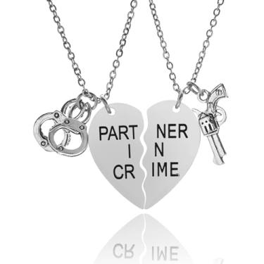 Imagem de Vonluxy Colares Best Friend Partners in Crime para 2-BFF Colar de Amizade Algemas Presentes para Parceiros Mulheres Adolescentes Meninas Melhor Amigo, Metal