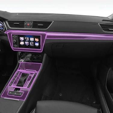 Imagem de BESSIEPY Interior do carro navegação GPS console de filme tela LCD anti-arranhões película protetora TPU transparente, para Skoda Superb 2021-2023