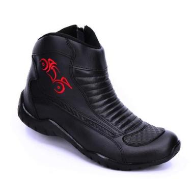 Imagem de Bota Motociclista Feminina Couro Conforto Reforçada - TH, 36, Preto