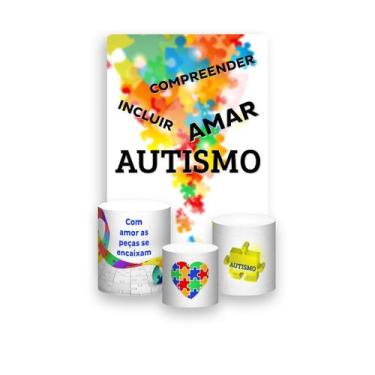 Imagem de Painel De Festa Vertical 1,50 x 2,20 + Trio De Capas Cilindro - Autism
