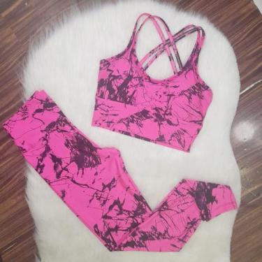 Imagem de Conjunto Legging Marmorizado Top Trançado Academia - BELLA FITNESS, Ro