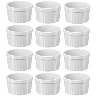 Imagem de Jogo 12 Ramekins Brancos Canelados 150ml para Geleias Maionese Chimich