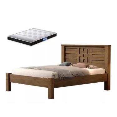 Imagem de Cama De Casal Laura 100% Mdf + Colchão Casal Probel 188x138 - Castanho