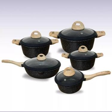 Imagem de Conjunto De Panelas Versáteis E Estilosas Cor Preta Para Presente De A