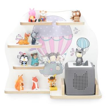Imagem de stadtecken Prateleira de madeira para caixa de música I adequada para Toniebox e ca. 35 tonies I armazenamento perfeito no quarto das crianças I para montar ou pendurar (médio, acima)