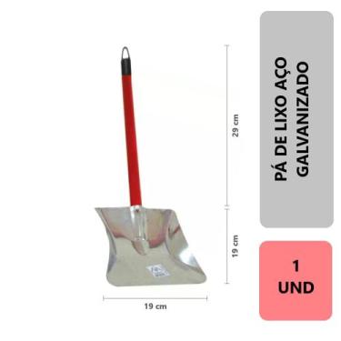 Imagem de 1 Unidade Pá De Lixo Multiuso Metal Aço Galvanizado Com Cabo Curto Ref