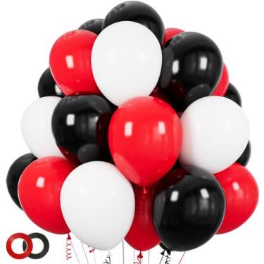 Imagem de Balões de Látex ASIYUHY (100 Unidades) - Vermelho, Preto e Branco - 30