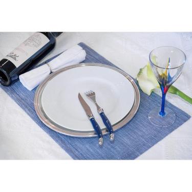 Imagem de Conjunto 6 Facas Luxo Laguiole Com Cepo De Madeira - Azul