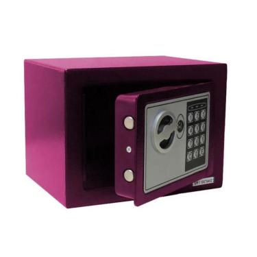 Imagem de Cofre Eletrônico Digital Pequeno (17x23x17cm) Pelegrin CH-17EF Em Aço Rosa
