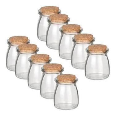 Imagem de Kit 10 Potes Vidro Com Tampa Rolha Cortiça 110Ml Tempero