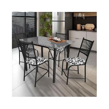 Imagem de Mesa de Jantar Retangular Famais Noruega com 4 Cadeiras – Preta