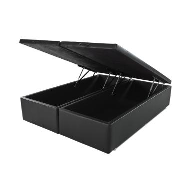 Imagem de Box Baú Queen 158x198cm Bipartido Courvin Preto Bf Colchões